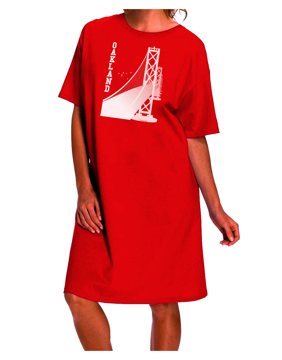 Stylish and Sophisticated Oakland Text Bay Bridge Adult Night Shirt Dress-Night Shirt-TooLoud-Red-One-Size-Fits-Most-Davson Sales