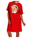 Stylish Mrs Claus Face Faux Applique Adult Night Shirt Dress-Night Shirt-TooLoud-Red-One-Size-Davson Sales