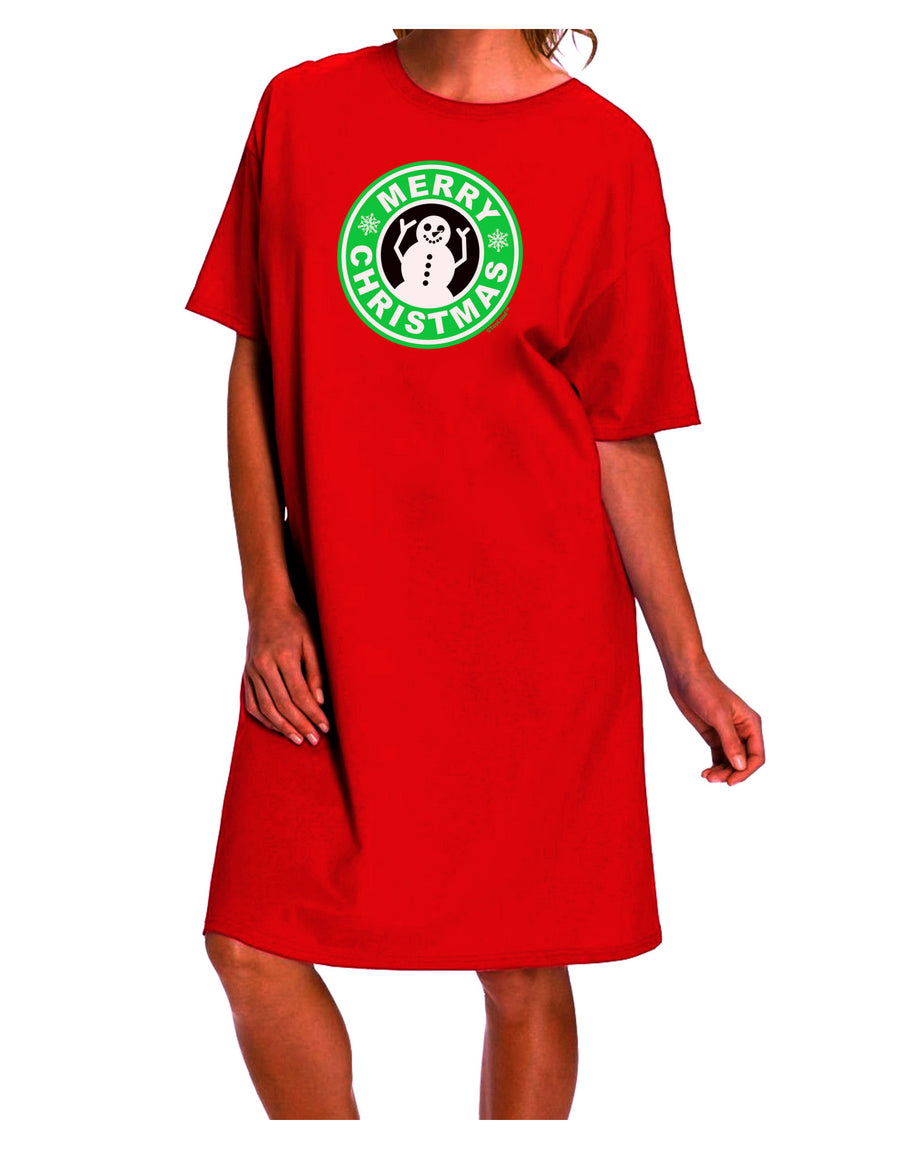 Festive Christmas Latte Logo Adult Night Shirt Dress-Night Shirt-TooLoud-Red-One-Size-Fits-Most-Davson Sales
