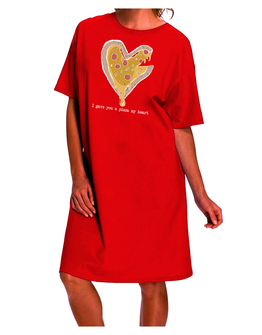 Stylish and Trendy Adult Night Shirt Dress - "TooLoud I Gave You a Pizza My Heart"-Night Shirt-TooLoud-Red-One-Size-Fits-Most-Davson Sales