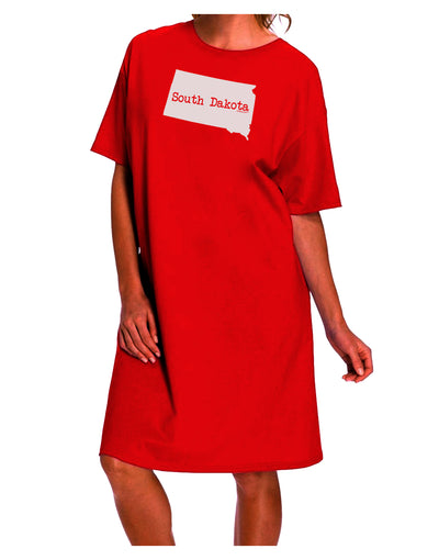 TooLoud presents the South Dakota - United States Shape Adult Night Shirt Dress-Night Shirt-TooLoud-Red-One-Size-Davson Sales