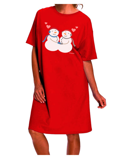 Elegant Snowman Couple Adult Night Shirt Dress by TooLoud-Night Shirt-TooLoud-Red-One-Size-Davson Sales