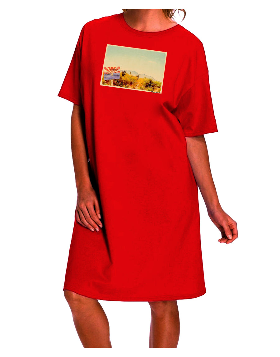 Stylish and Elegant Arizona Scene Watercolor Dark Adult Night Shirt Dress-Night Shirt-TooLoud-Red-One-Size-Fits-Most-Davson Sales