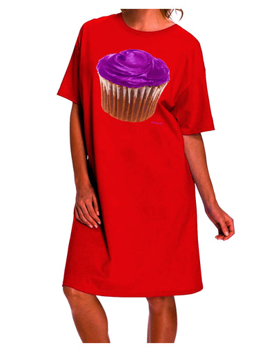 Stylish and Eye-catching Adult Night Shirt Dress in Giant Bright Purple Cupcake Design by TooLoud-Night Shirt-TooLoud-Red-One-Size-Davson Sales