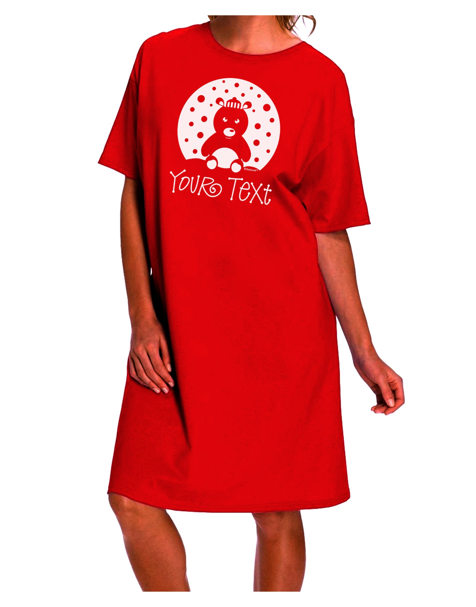 Customized Polar Bear Family Design - Personalized Adult Night Shirt Dress with Your Text-Night Shirt-TooLoud-Red-One-Size-Fits-Most-Davson Sales