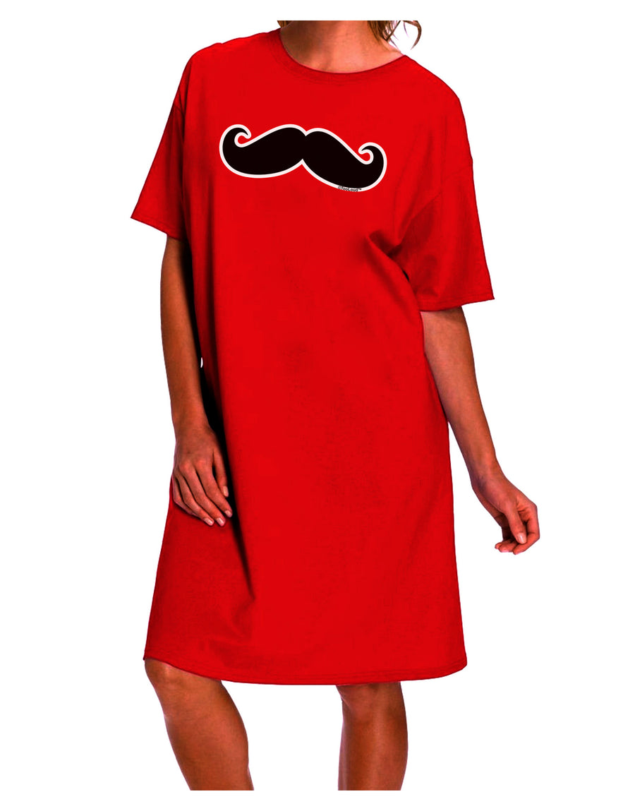 Sophisticated and Stylish Adult Night Shirt Dress with a Bold Mustache Design-Night Shirt-TooLoud-Red-One-Size-Davson Sales