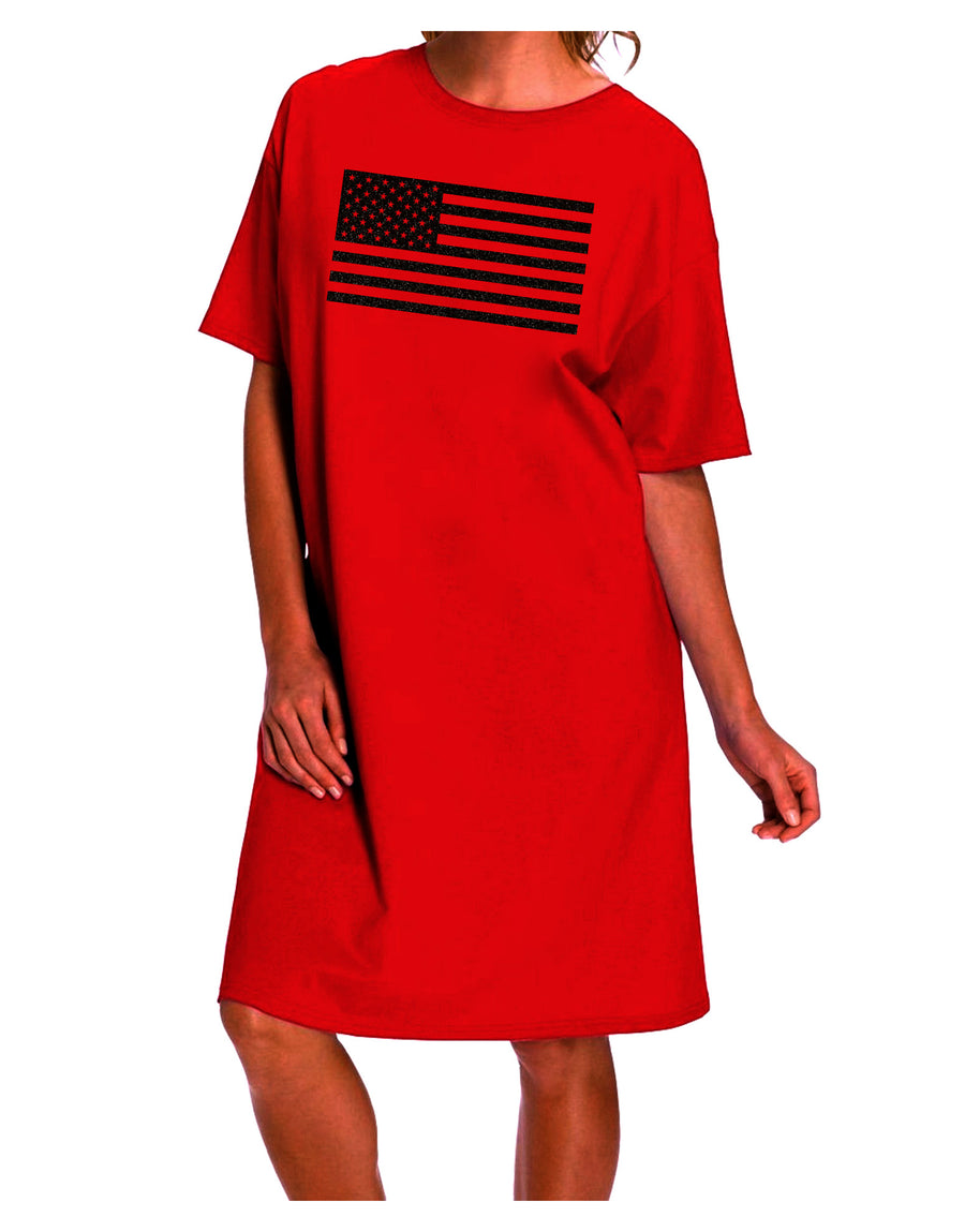 Stylish and Patriotic: American Flag Glitter Night Shirt Dress in Black Dark-Night Shirt-TooLoud-Red-One-Size-Fits-Most-Davson Sales