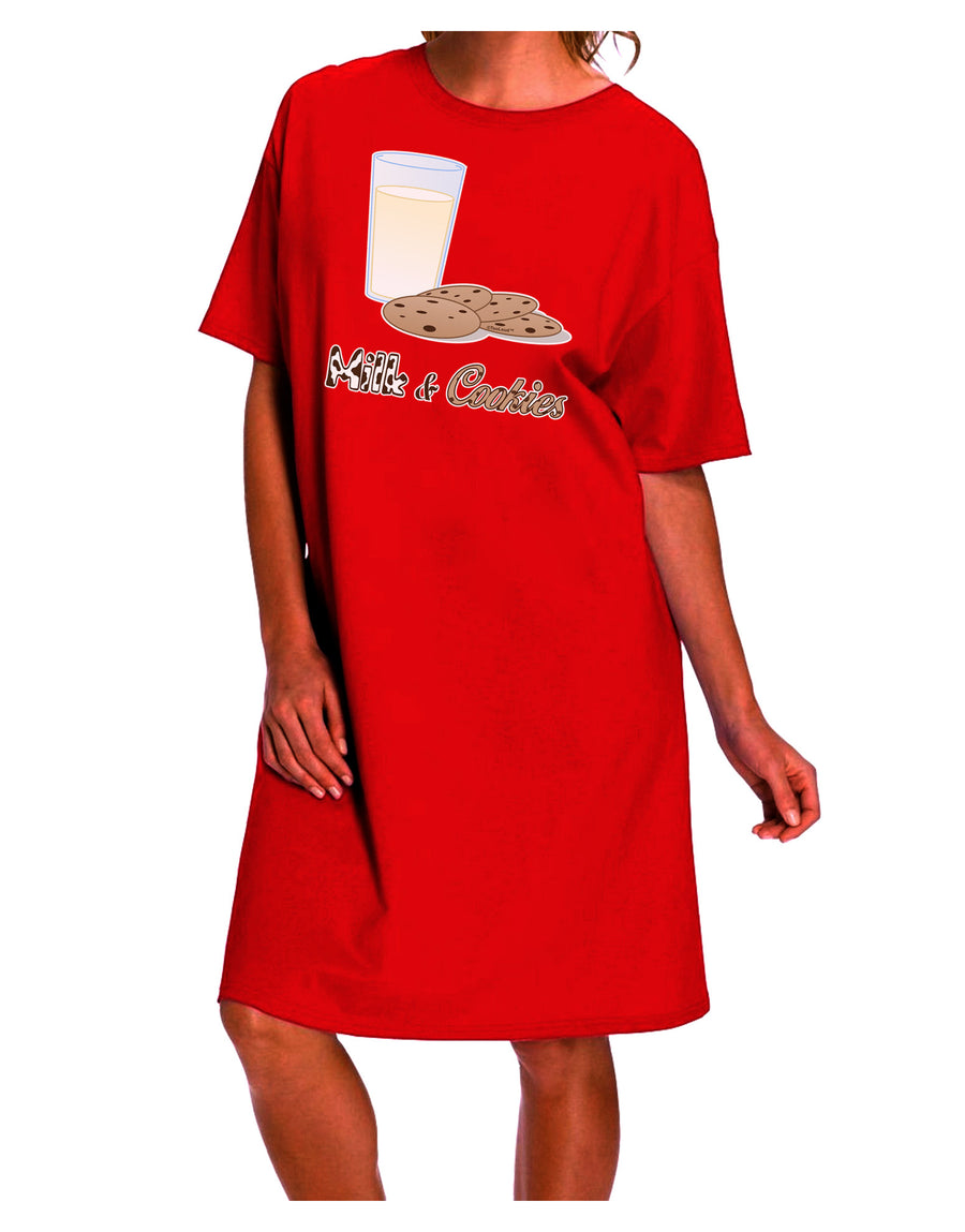 Stylish and Comfortable Adult Night Shirt Dress with Milk and Cookies Design-Night Shirt-TooLoud-Red-One-Size-Davson Sales