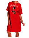 Sophisticated Elegance - Stylish Mustache Adult Night Shirt Dress-Night Shirt-TooLoud-Red-One-Size-Davson Sales