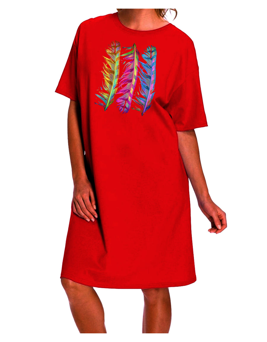 Elegant and Enchanting Adult Night Shirt Dress with Magic Feathers-Night Shirt-TooLoud-Red-One-Size-Fits-Most-Davson Sales