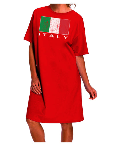 Italian Flag - Italy Text Distressed Adult Night Shirt Dress by TooLoud: A Stylish and Unique Addition to Your Nightwear Collection-Night Shirt-TooLoud-Red-One-Size-Davson Sales