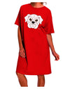 Stylish and Chic White Adult Night Shirt Dress featuring a Cute Bulldog Design by TooLoud-Night Shirt-TooLoud-Red-One-Size-Davson Sales