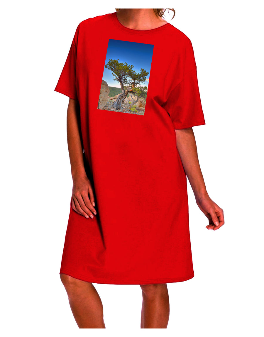 Night Shirt Dress with Colorado Landscape Tree Design in Dark Adult-Night Shirt-TooLoud-Red-One-Size-Fits-Most-Davson Sales