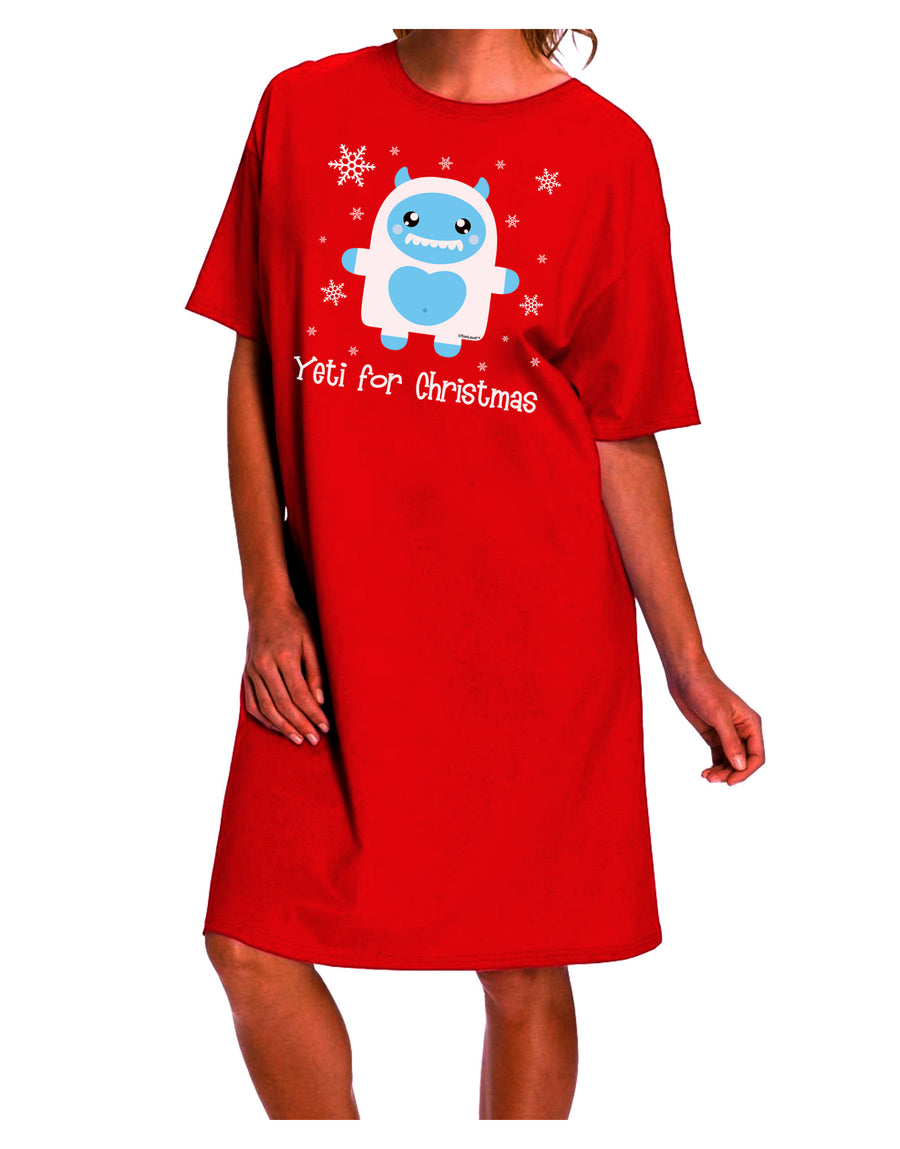 Christmas-Ready Yeti: Abominable Snowman Adult Night Shirt Dress-Night Shirt-TooLoud-Red-One-Size-Fits-Most-Davson Sales
