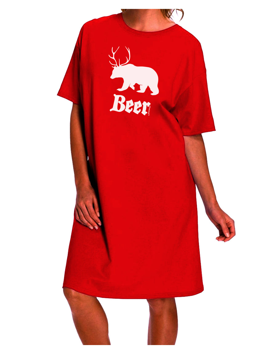 Night Shirt Dress for Adults with Animal Dark Beer Design-Night Shirt-TooLoud-Red-One-Size-Fits-Most-Davson Sales