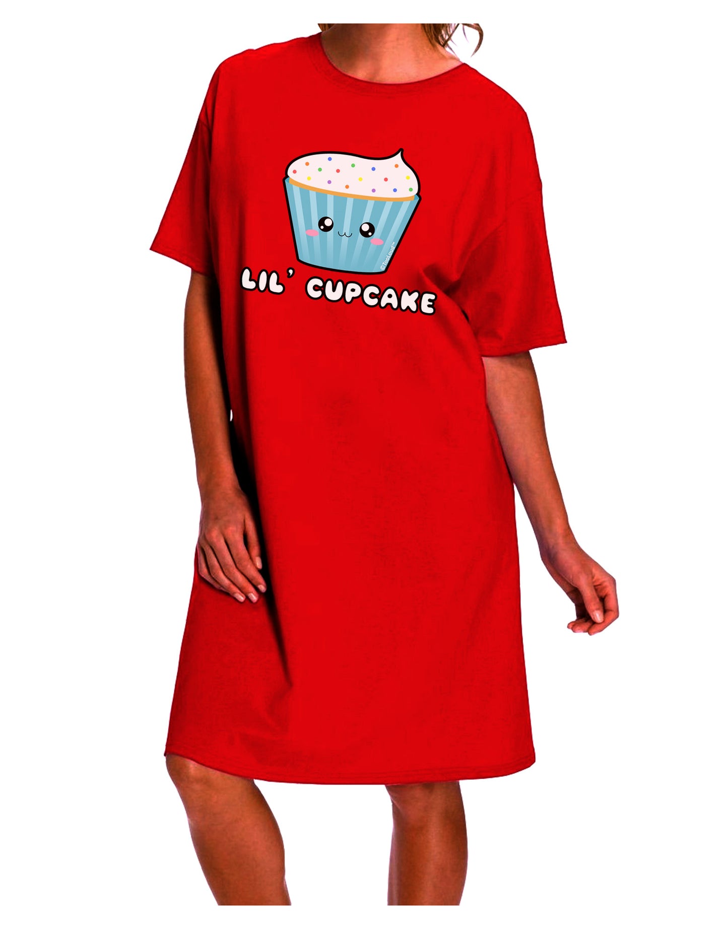 Stylish and Playful: Lil Cupcake Adult Night Shirt Dress with Sprinkles by TooLoud-Night Shirt-TooLoud-Red-One-Size-Davson Sales