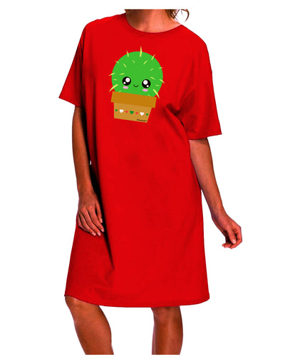 Stylish and Trendy Adult Night Shirt Dress with Cute Cactus Design by TooLoud-Night Shirt-TooLoud-Red-One-Size-Davson Sales