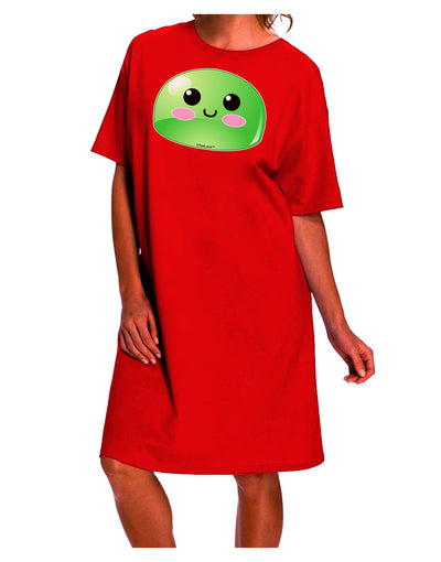 Stylish and Playful Green Adult Night Shirt Dress featuring Cute RPG Slime by TooLoud-Night Shirt-TooLoud-Red-One-Size-Davson Sales