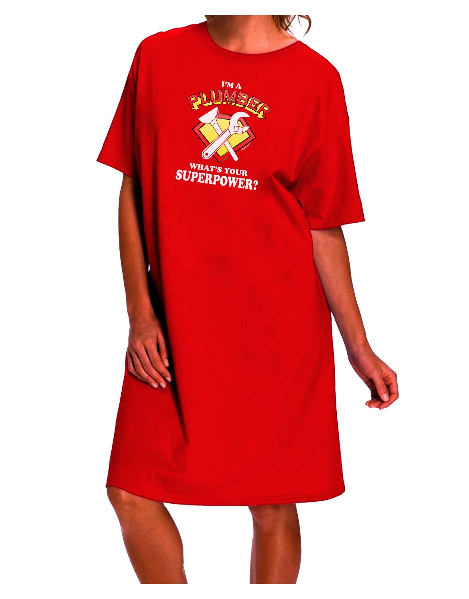 Superhero-inspired Adult Night Shirt Dress for Plumbers-Night Shirt-TooLoud-Red-One-Size-Fits-Most-Davson Sales