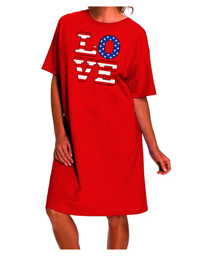 Stylish and Sophisticated: TooLoud's American Love Design Adult Night Shirt Dress-Night Shirt-TooLoud-Red-One-Size-Davson Sales