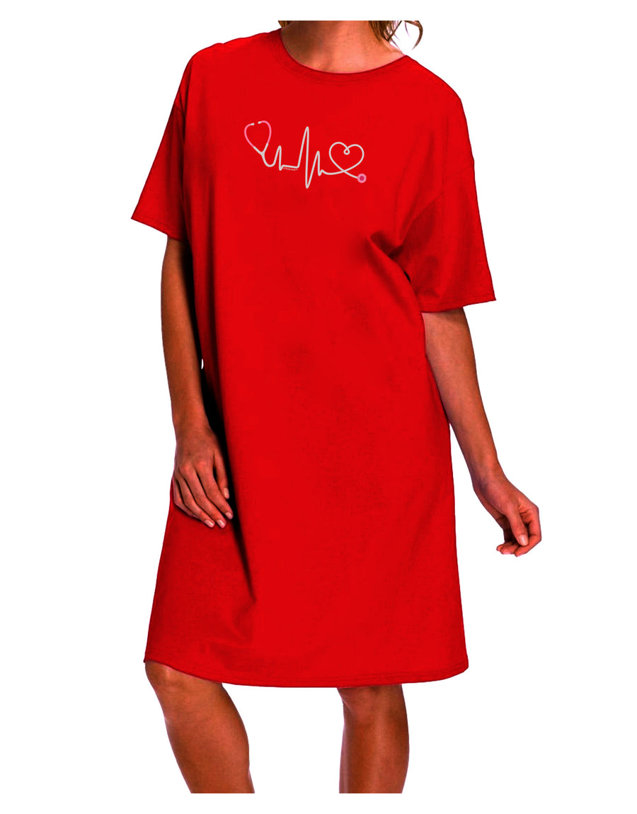 Stylish and Comfortable Stethoscope Heartbeat Adult Night Shirt Dress-Night Shirt-TooLoud-Red-One-Size-Fits-Most-Davson Sales