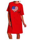 Stylish and Patriotic: American Flag Heart Design Adult Night Shirt Dress by TooLoud-Night Shirt-TooLoud-Red-One-Size-Davson Sales