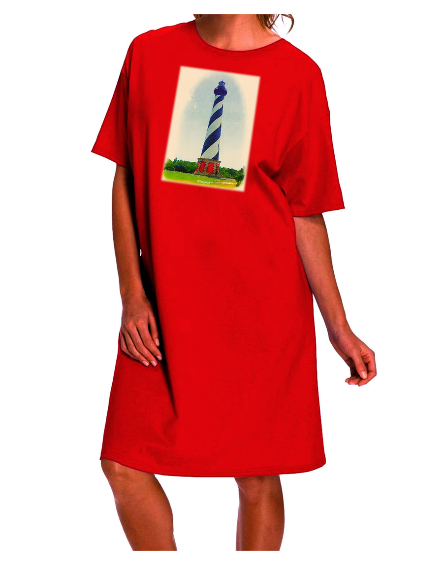 Watercolor Lighthouse 1 Adult Night Shirt Dress - A Captivating Blend of Artistry and Comfort for the Discerning Shopper-Night Shirt-TooLoud-Red-One-Size-Fits-Most-Davson Sales