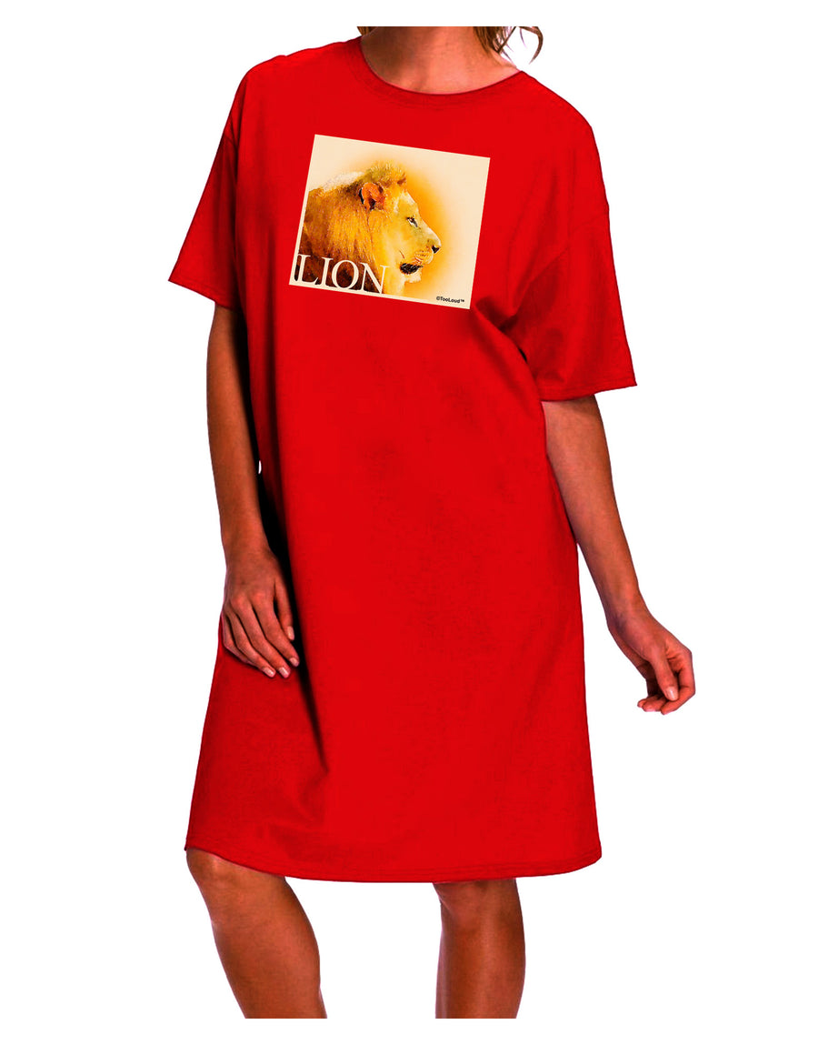 Stylish and Artistic Lion Watercolor Adult Night Shirt Dress-Night Shirt-TooLoud-Red-One-Size-Fits-Most-Davson Sales