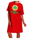 Stylish St Patrick's Day Adult Night Shirt Dress featuring Shamrock Button by TooLoud-Night Shirt-TooLoud-Red-One-Size-Davson Sales