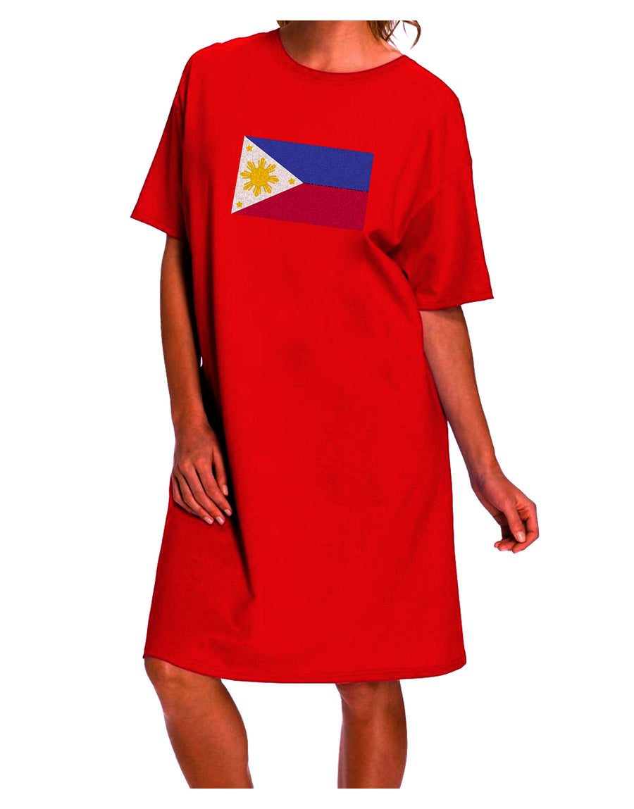 Stylish and Trendy Distressed Philippines Flag Adult Night Shirt Dress by TooLoud-Night Shirt-TooLoud-Red-One-Size-Fits-Most-Davson Sales