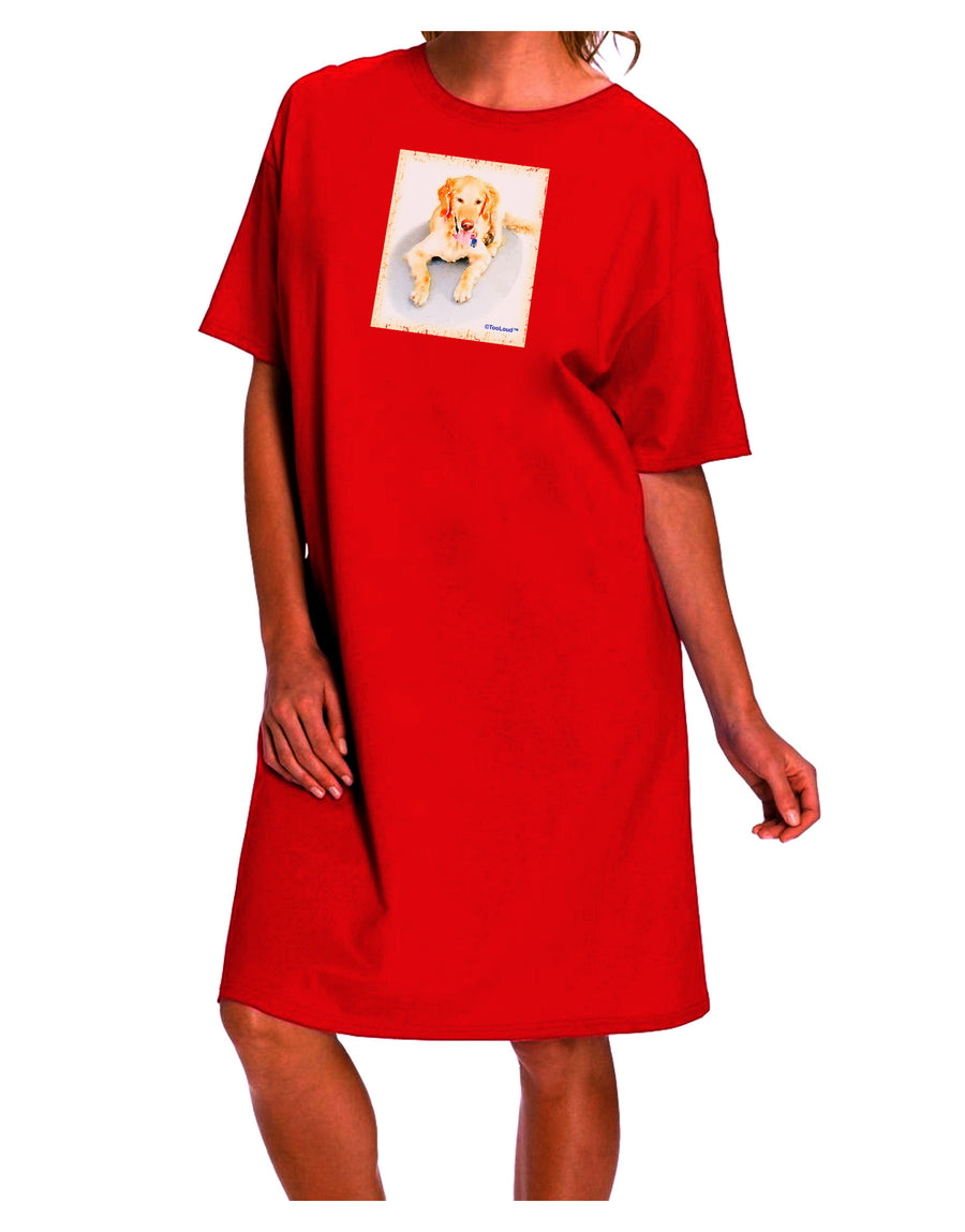 Exquisite Laying Retriever Watercolor Adult Night Shirt Dress for Discerning Shoppers-Night Shirt-TooLoud-Red-One-Size-Fits-Most-Davson Sales