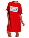 Stylish and Trendy Adult Night Shirt Dress featuring Distressed Chicago Flag Design by TooLoud-Night Shirt-TooLoud-Red-One-Size-Davson Sales