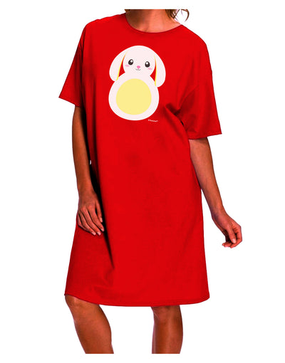 Stylish and Playful: Yellow Adult Night Shirt Dress featuring a Cute Bunny with Floppy Ears by TooLoud-Night Shirt-TooLoud-Red-One-Size-Davson Sales