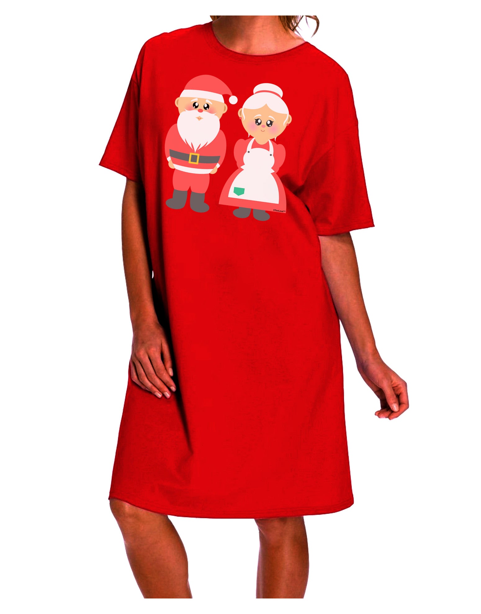 Elegant Mr and Mrs Santa Claus Couple Christmas Night Shirt Dress-Night Shirt-TooLoud-Red-One-Size-Fits-Most-Davson Sales