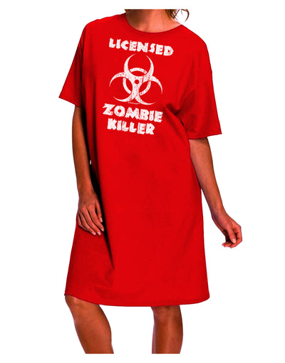 TooLoud presents the Biohazard Adult Night Shirt Dress: A Licensed Zombie Killer Attire-Night Shirt-TooLoud-Red-One-Size-Davson Sales