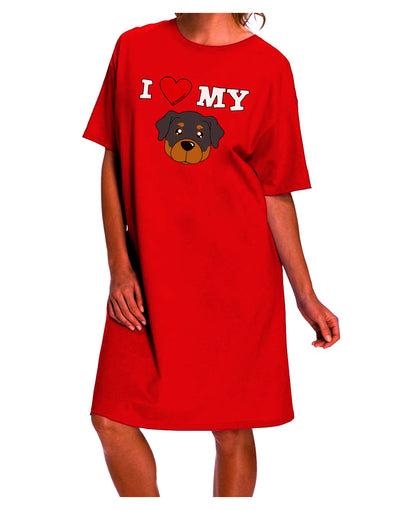 Stylish and Adorable: Rottweiler Dog Adult Night Shirt Dress by TooLoud-Night Shirt-TooLoud-Red-One-Size-Davson Sales