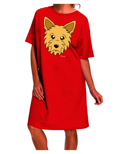 Stylish Yorkshire Terrier Yorkie Dog Adult Night Shirt Dress by TooLoud-Night Shirt-TooLoud-Red-One-Size-Davson Sales