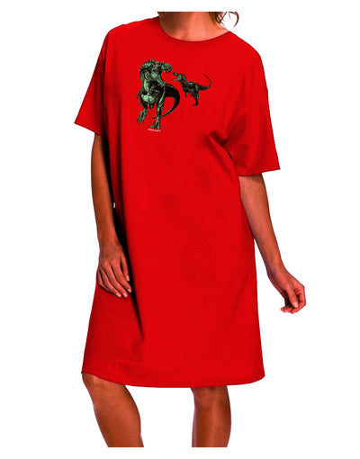 Stylish and Trendy Jurassic Dinosaur Design 1 Adult Night Shirt Dress by TooLoud-Night Shirt-TooLoud-Red-One-Size-Davson Sales