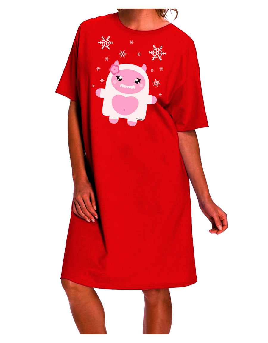 Stylish Abominable Snowman Girl Yeti - Christmas-themed Adult Night Shirt Dress-Night Shirt-TooLoud-Red-One-Size-Fits-Most-Davson Sales