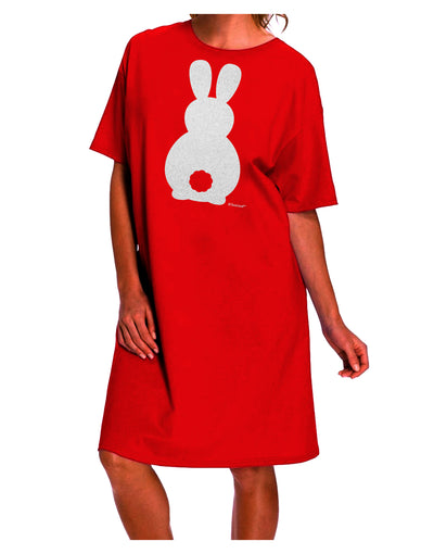 Elegant White Glitter Adult Night Shirt Dress featuring a Charming Bunny Silhouette with Tail by TooLoud-Night Shirt-TooLoud-Red-One-Size-Davson Sales