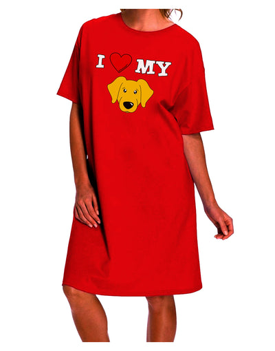 Stylish and Adorable Adult Night Shirt Dress - I Heart My Cute Yellow Labrador Retriever Dog, Exclusively by TooLoud-Night Shirt-TooLoud-Red-One-Size-Davson Sales