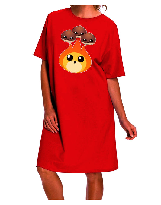 Elegant Christmas Night Shirt Dress - Dark Adult Apparel with Charming Chestnut Roasting Design-Night Shirt-TooLoud-Red-One-Size-Davson Sales