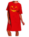Halloween-themed Adult Night Shirt Dress featuring Scary Evil Jack O Lantern Pumpkin-Night Shirt-TooLoud-Red-One-Size-Davson Sales