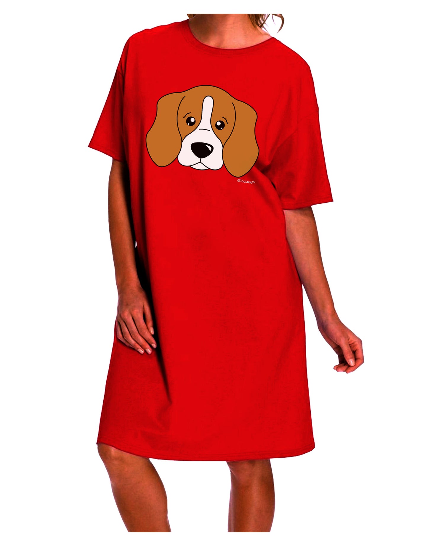 Stylish and Comfortable Beagle Dog Adult Night Shirt Dress by TooLoud-Night Shirt-TooLoud-Red-One-Size-Davson Sales
