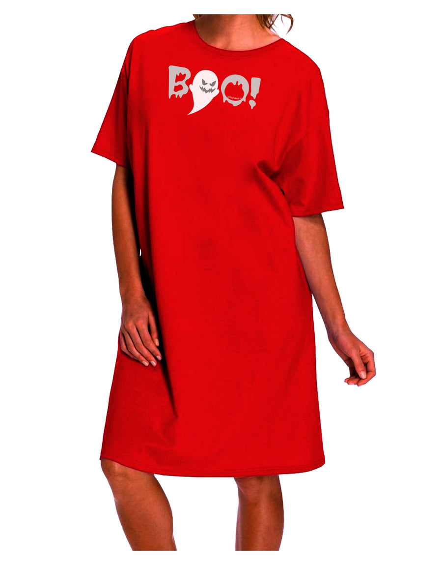 Gothic-inspired Adult Night Shirt Dress with Spooky Boo Text-Night Shirt-TooLoud-Red-One-Size-Fits-Most-Davson Sales