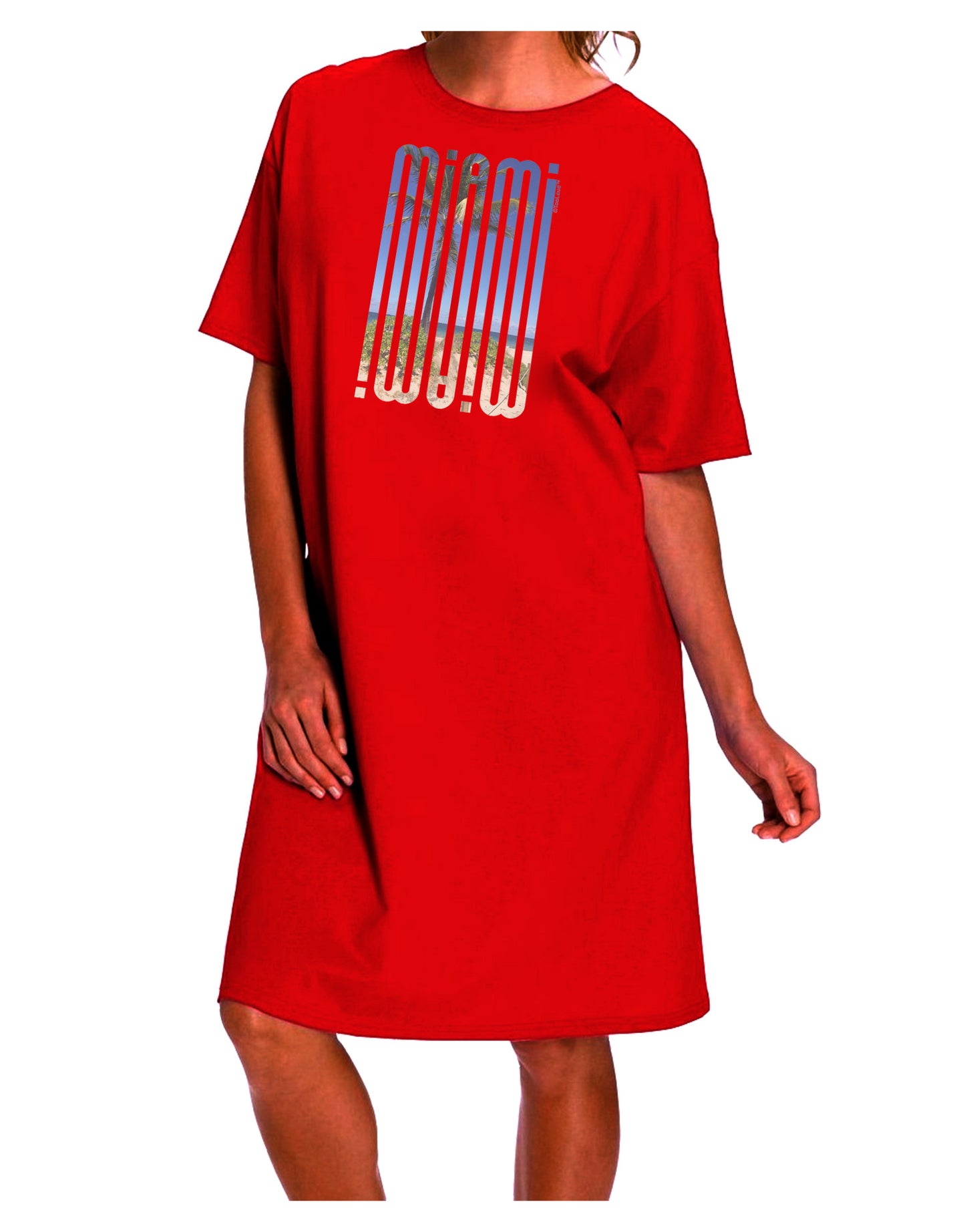 Stylish and Elegant Miami Beach View Mirage Adult Night Shirt Dress-Night Shirt-TooLoud-Red-One-Size-Fits-Most-Davson Sales