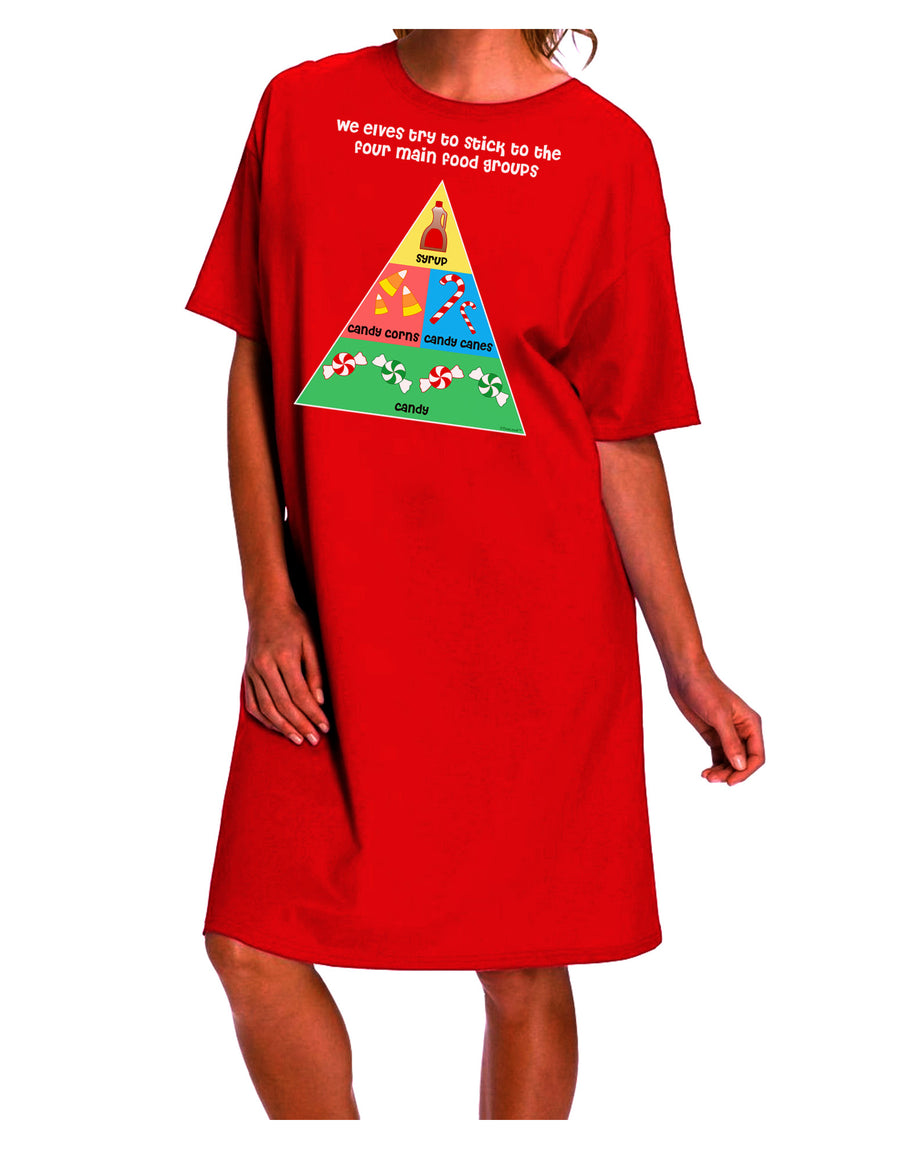 Essential Food Groups for Elves - Festive Adult Night Shirt Dress for Christmas-Night Shirt-TooLoud-Red-One-Size-Fits-Most-Davson Sales