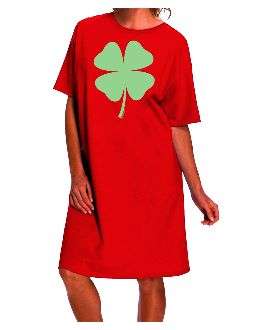 Stylish St. Patrick's Day Adult Night Shirt Dress with Lucky Four Leaf Clover Design-Night Shirt-TooLoud-Red-One-Size-Davson Sales