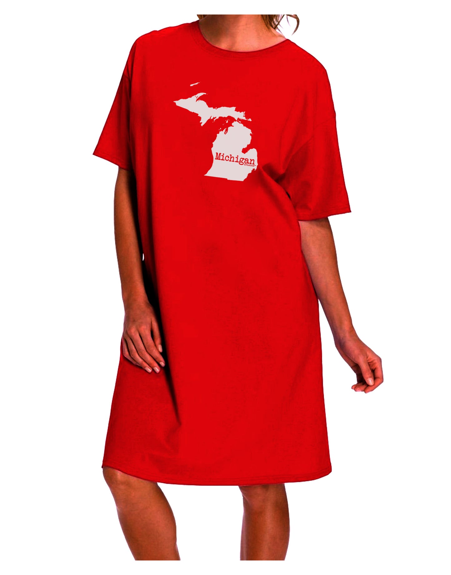 Michigan - United States Silhouette Adult Night Shirt Dress-Night Shirt-TooLoud-Red-One-Size-Davson Sales