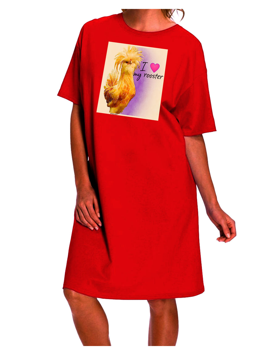 Stylish and Comfortable Rooster-themed Adult Night Shirt Dress-Night Shirt-TooLoud-Red-One-Size-Davson Sales